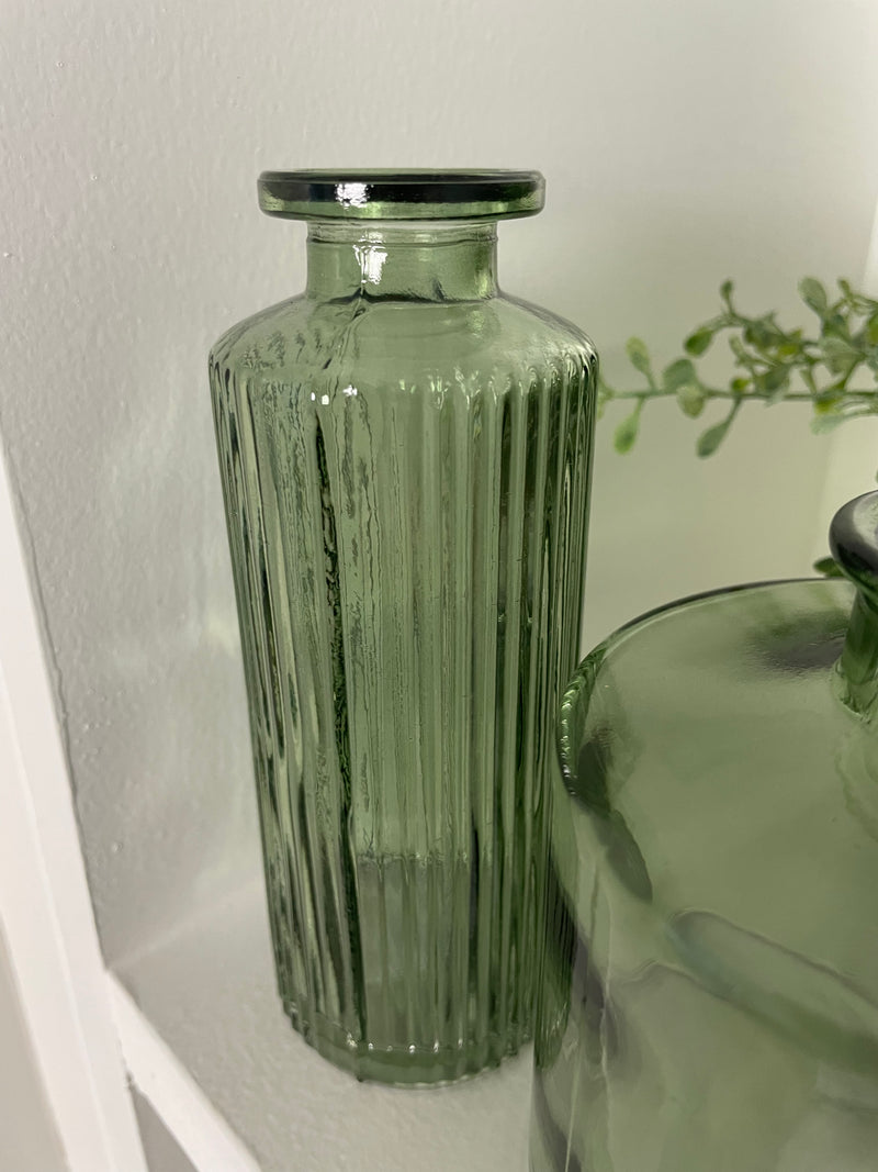 Vintage Green Squat Glass Bottle