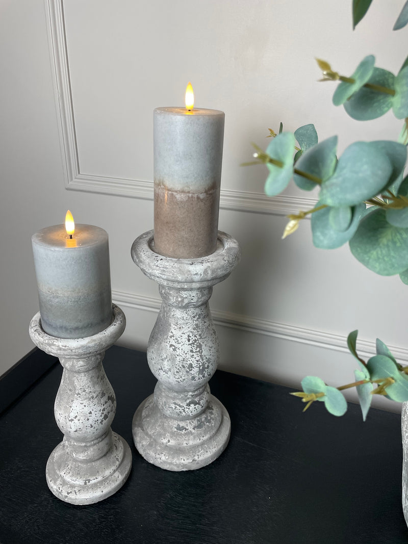 Luxe two tone grey LED candle 10cm by 7cm