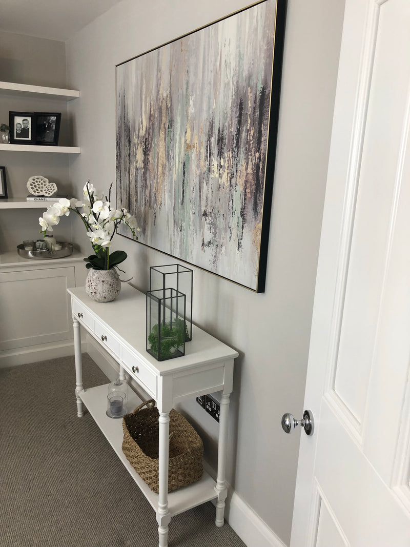 White large long 3 drawer console table