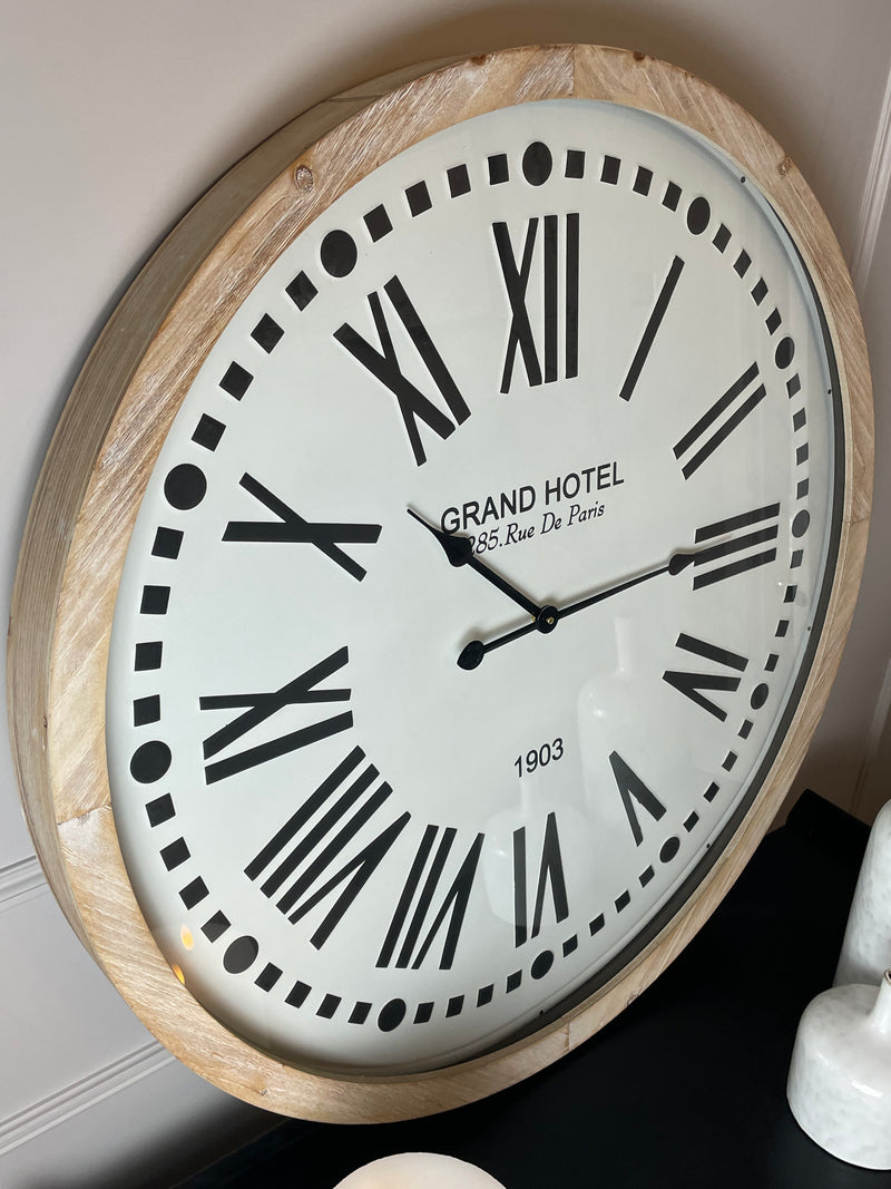 Grand hotel huge wooden clock