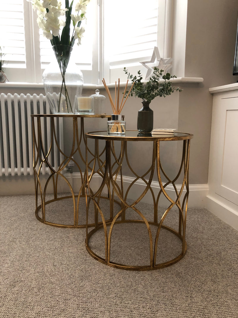 Large gold lattice side table