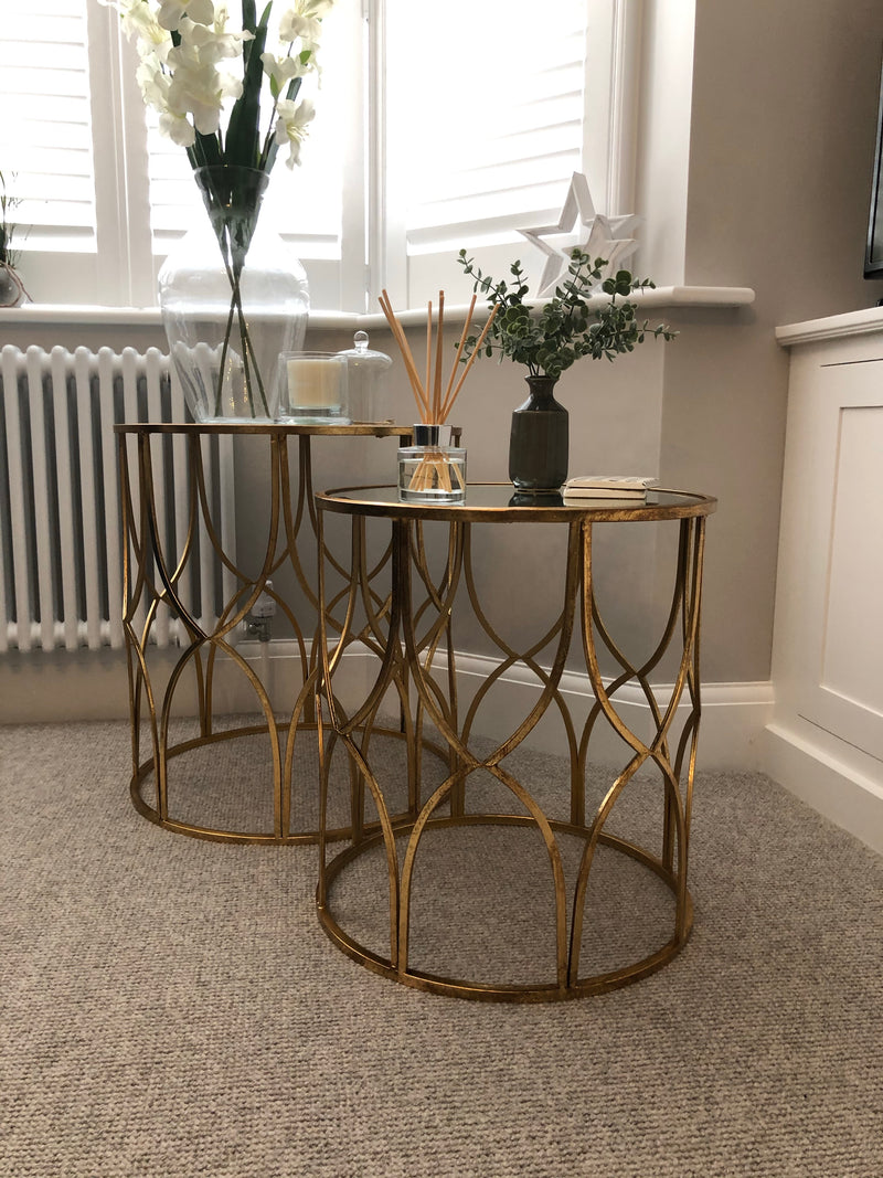 Medium gold lattice side table