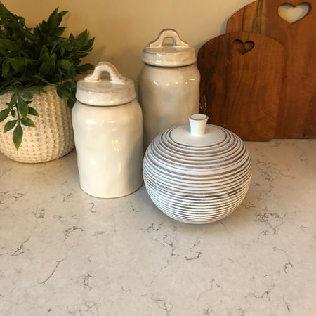 Medium white ceramic lidded jar