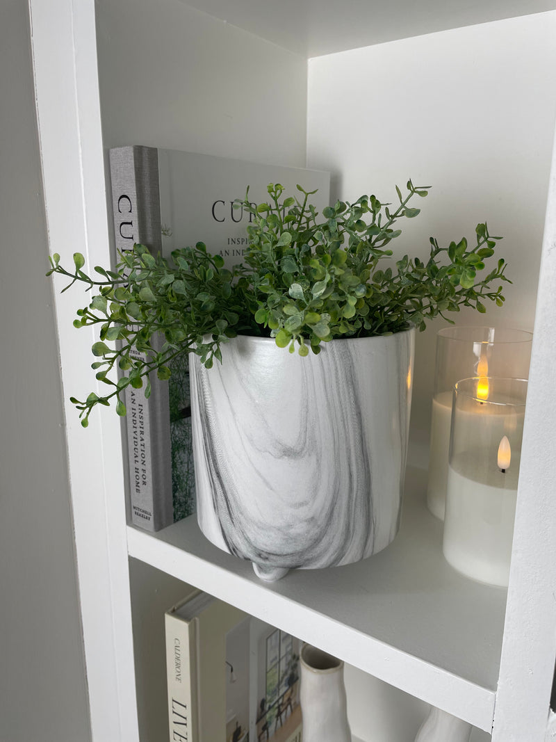 Large Chunky marble plant pot on feet