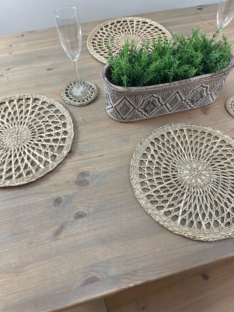 Seagrass Weave woven Round Placemats Set Of 4