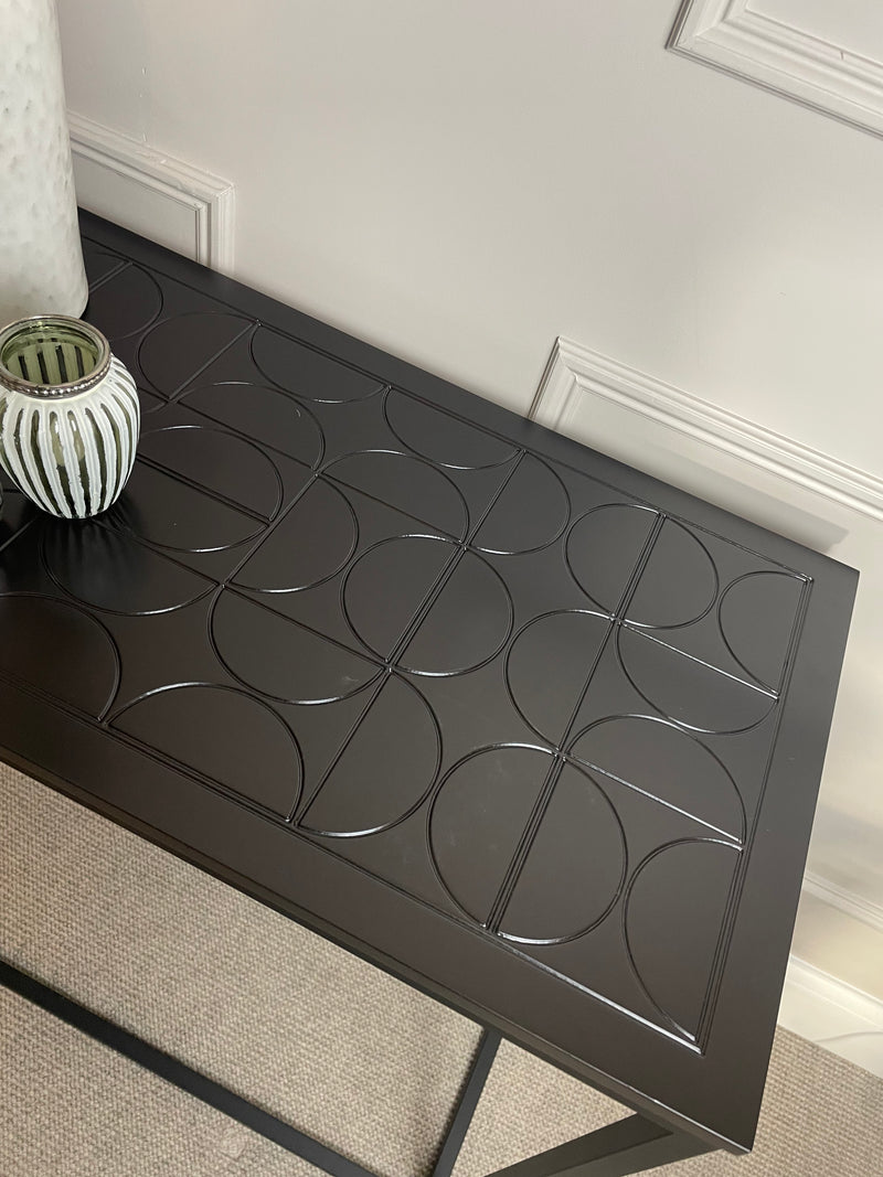 Black Metal Embossed Console Table