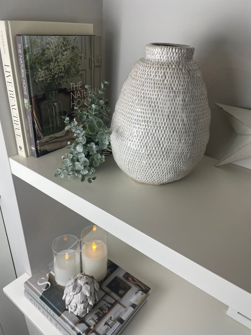 White woven textured vase