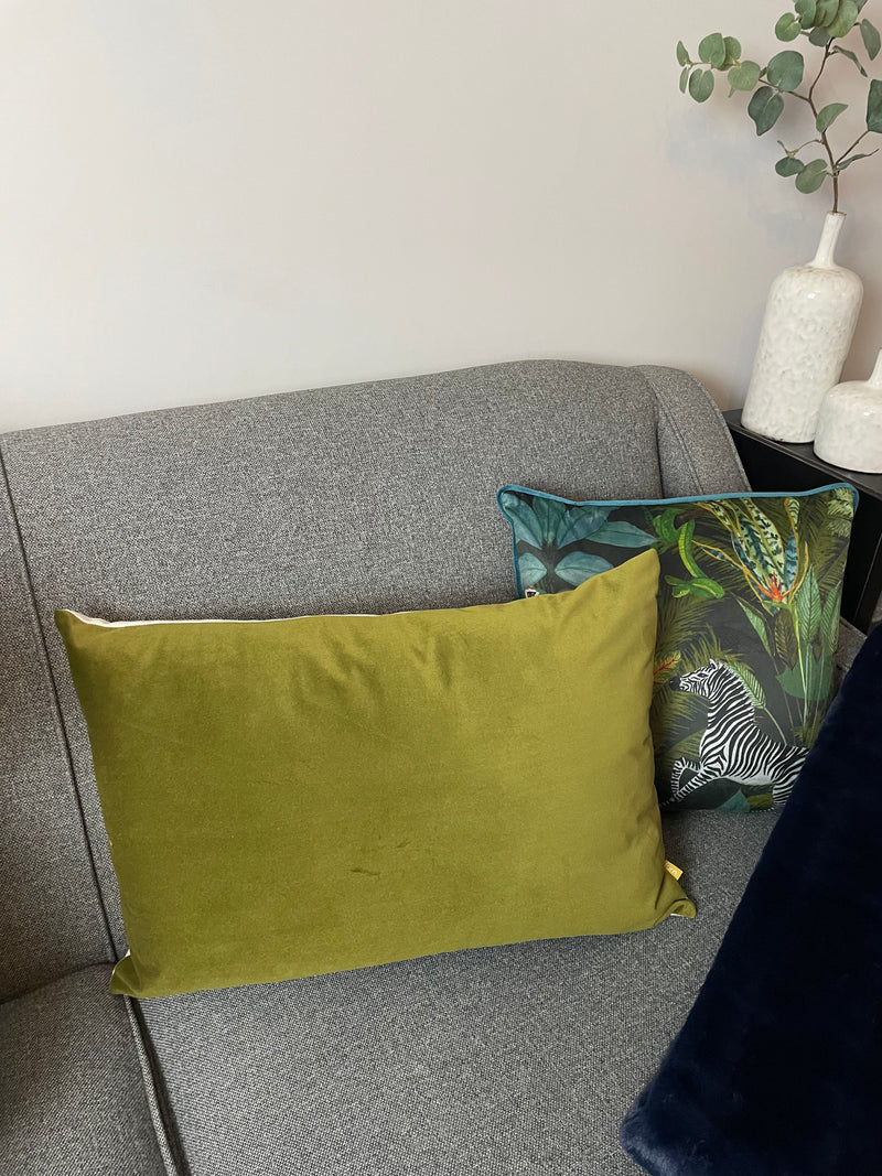 Olive Oblong velvet cushion 40x60