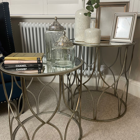 Medium Silver lattice round side table