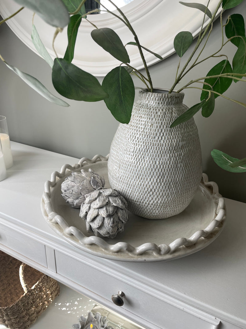 White woven textured vase