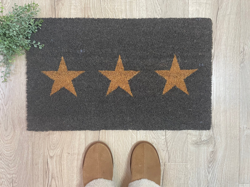 3 star doormat rug coir charcoal 2 sizes