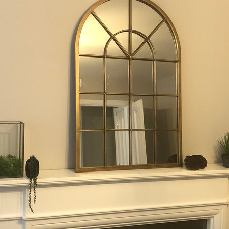 Gold arched window mirror 90cm by 60cm