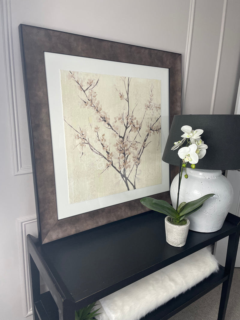 Neutral Blossom framed art by Jennifer Goldberger