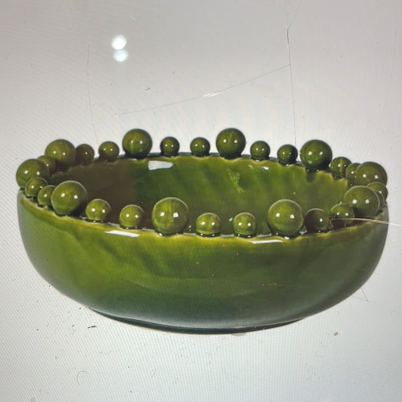Green chunky ceramic bobble bowl