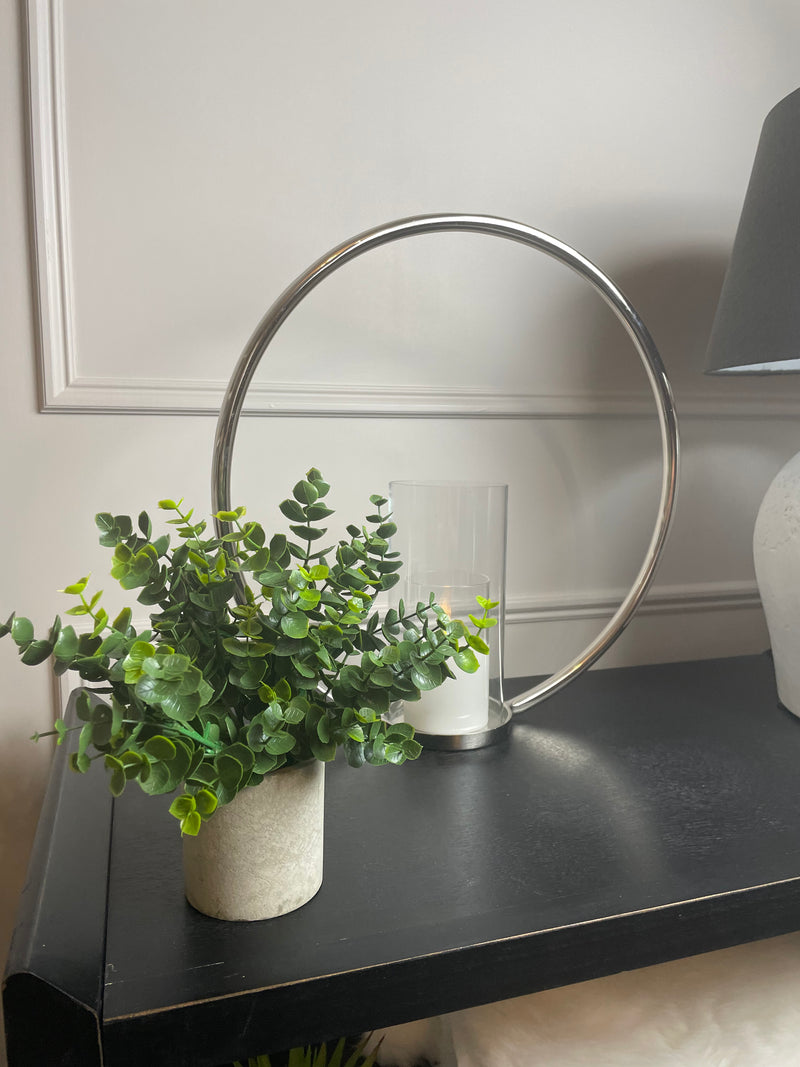 Eucalyptus Bunch in Grey stone Pot