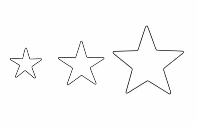 Black metal outline star 3 sizes
