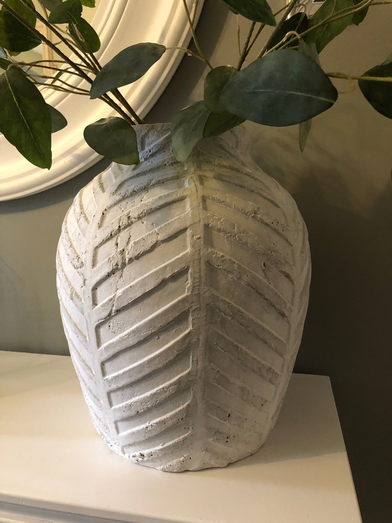 Bloomville large chevron stone rustic vase