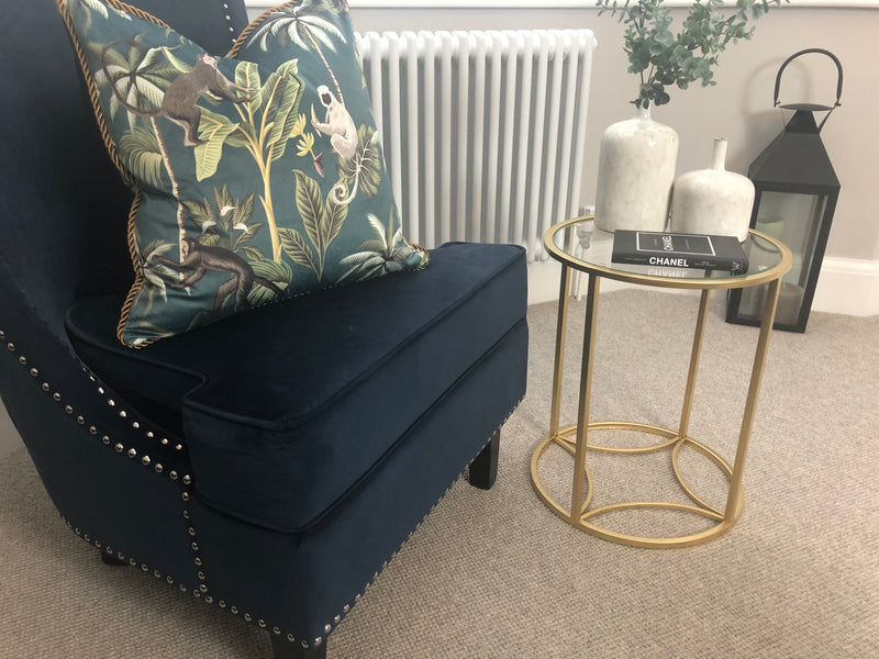 Gold glass round side table