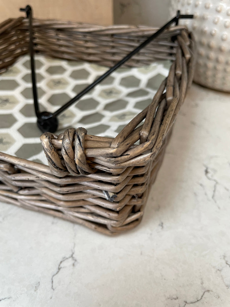 Wicker woven napkin holder