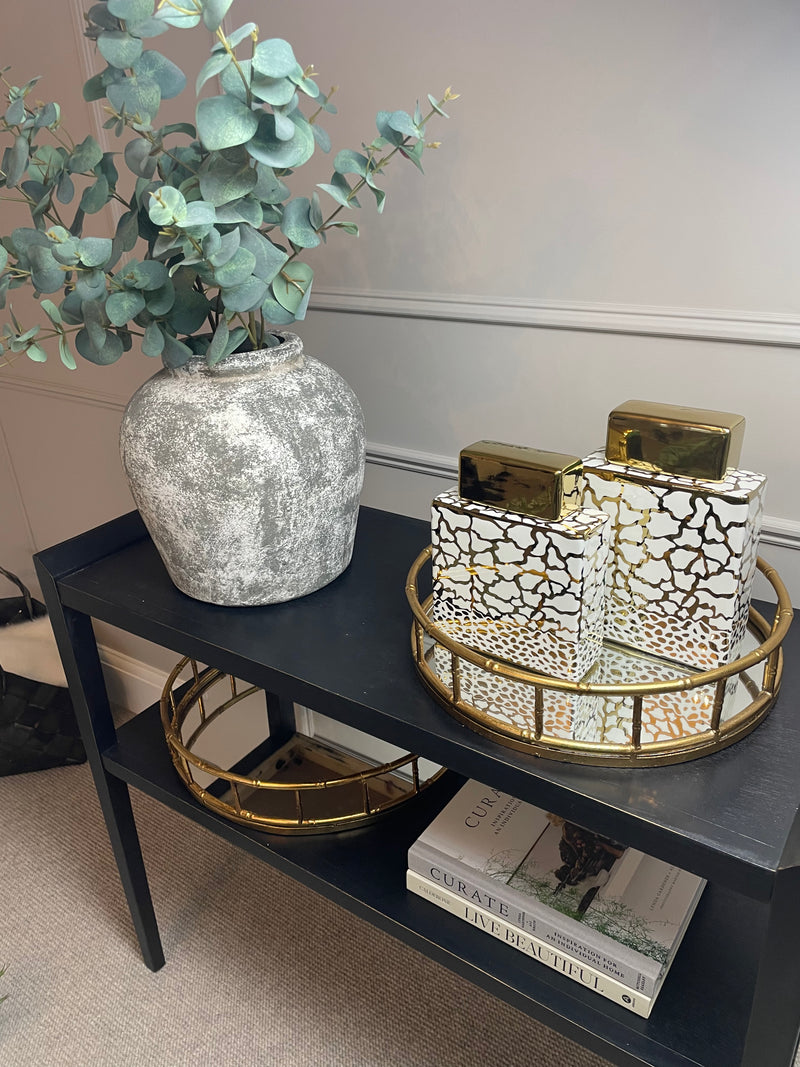 Medium gold bamboo round tray Abode