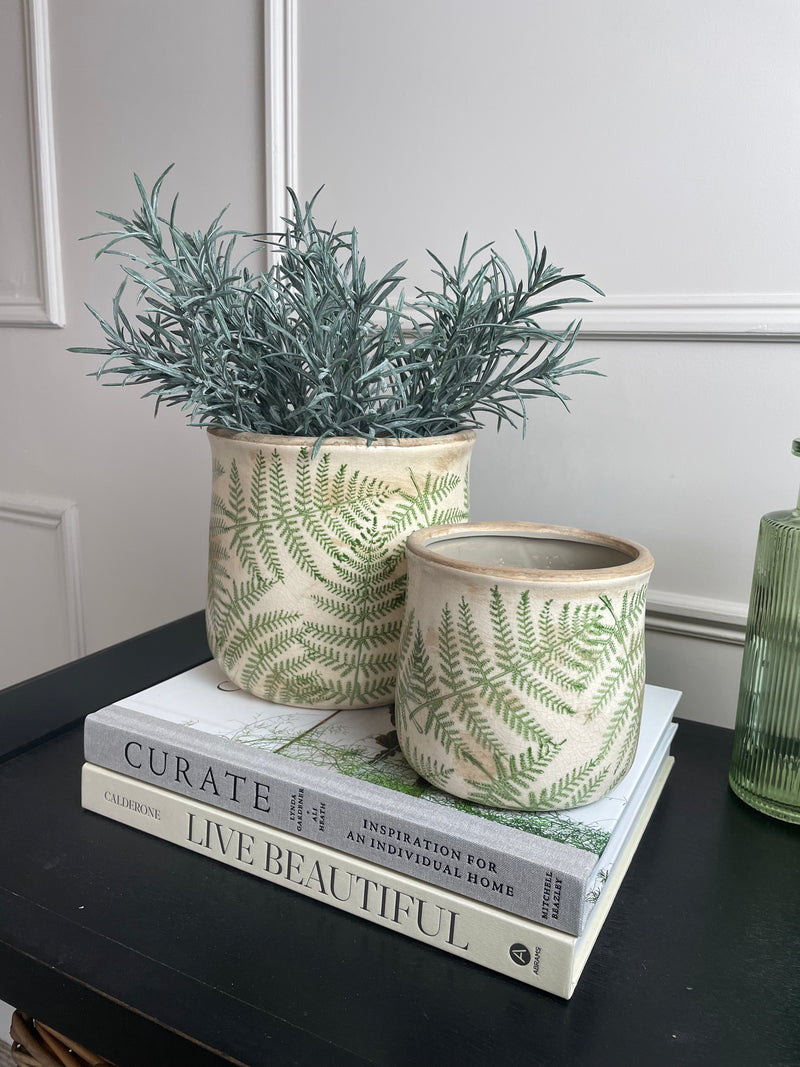 Ceramic Rustic Fern Detail Plant Pot
