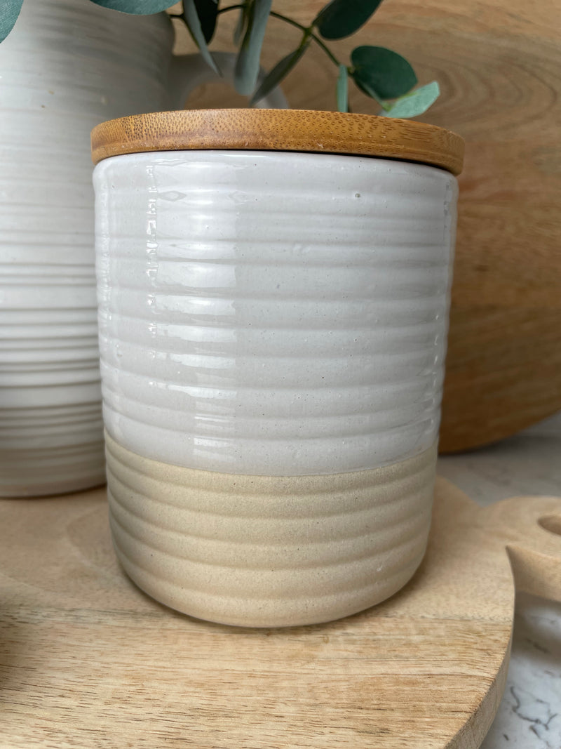 Rustic half glazed air tight canister