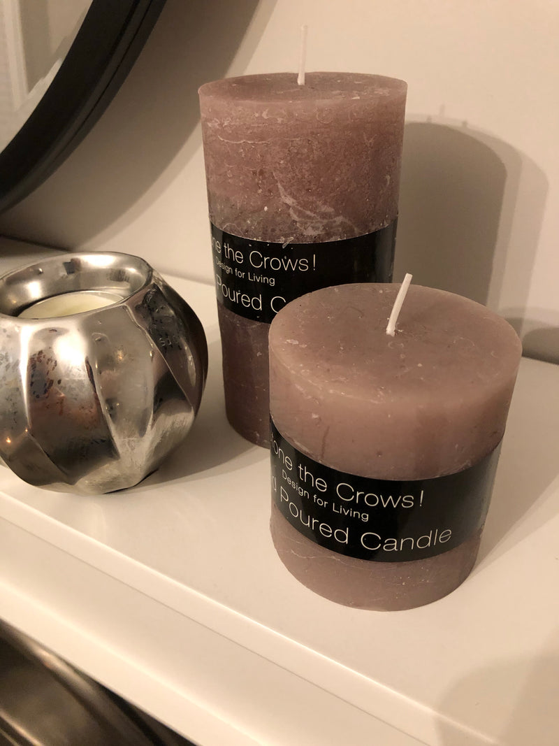 Taupe Hand poured pillar candle