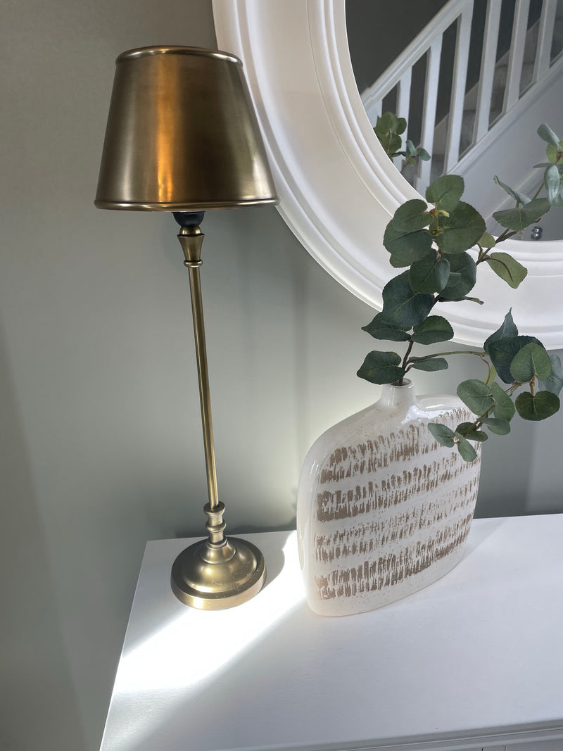 Antique brass gold slim lamp with metal shade