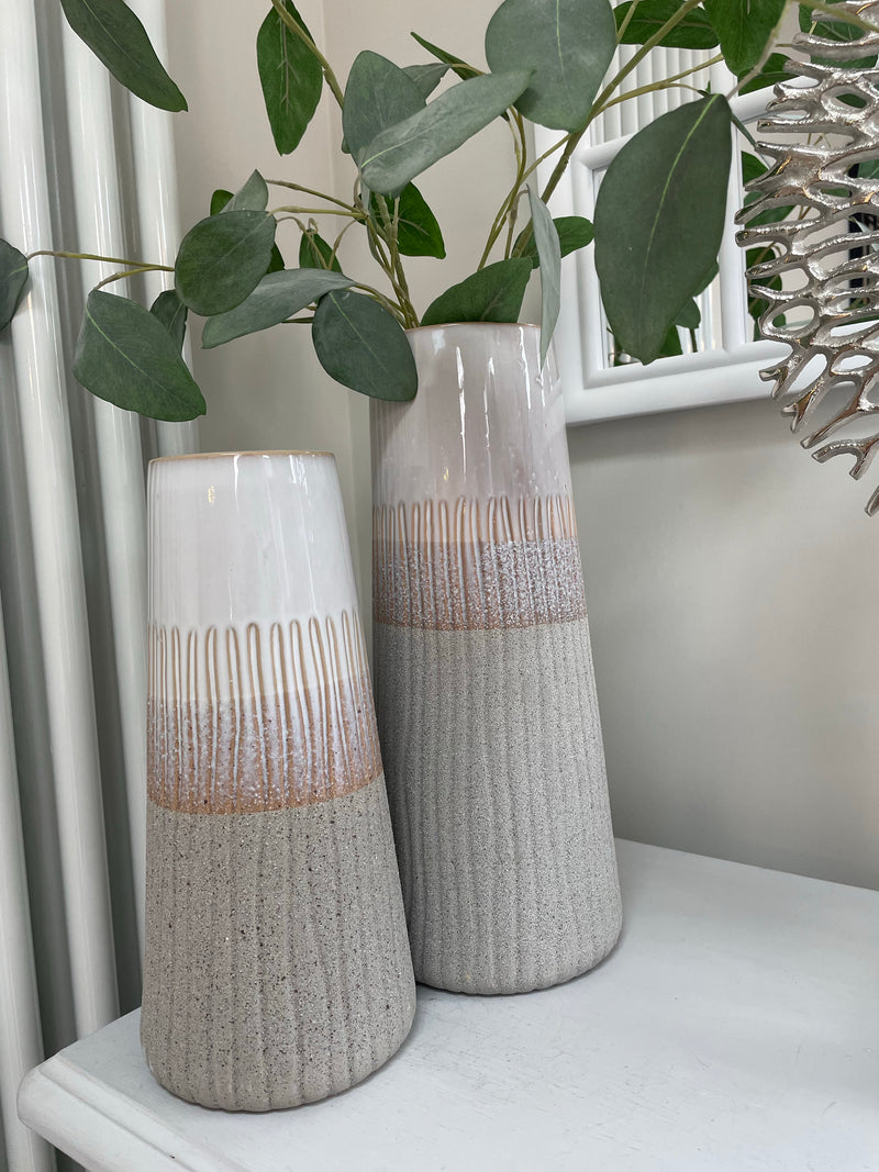 Natural grey sandstone two tone ombré vase