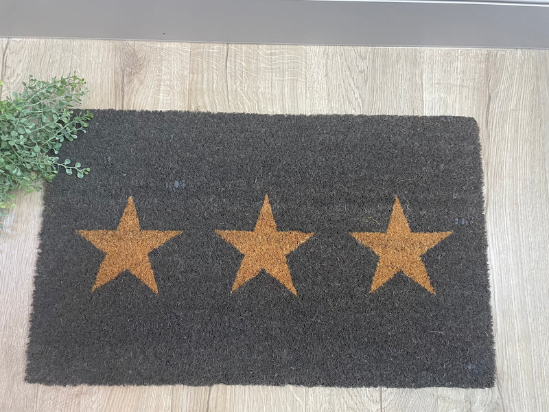 3 star doormat rug coir charcoal 2 sizes