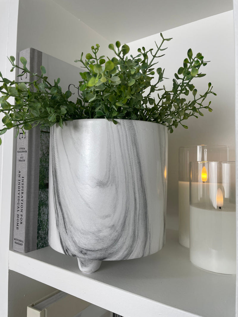 Large Chunky marble plant pot on feet