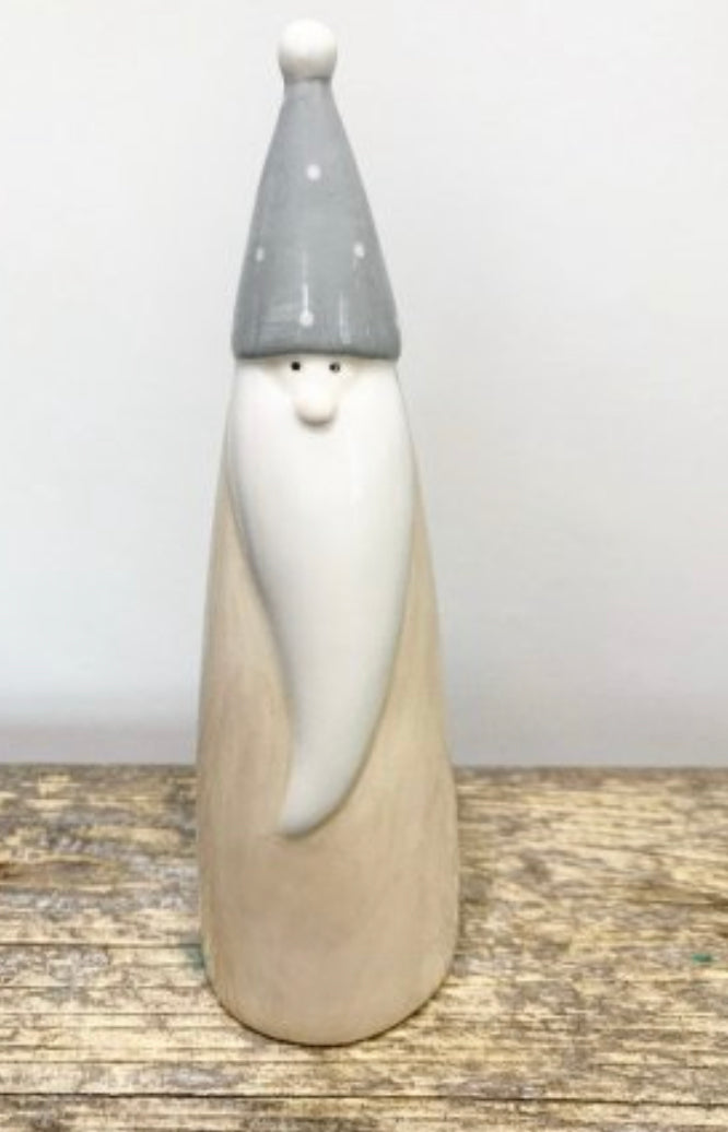Medium tall Santa Gonk in beige and grey