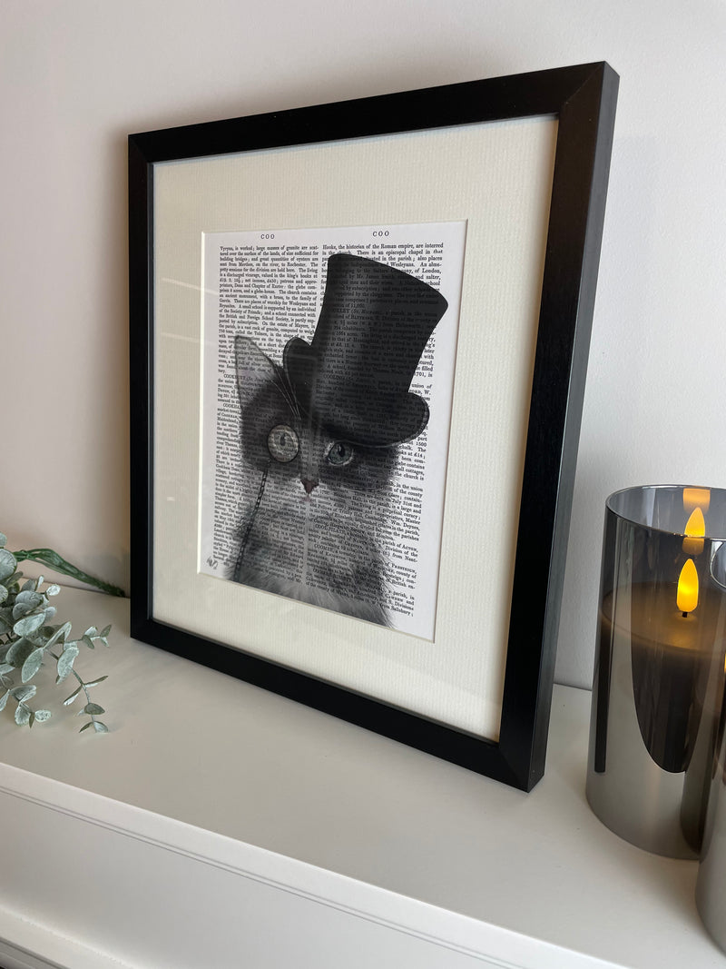 Funky cats framed picture