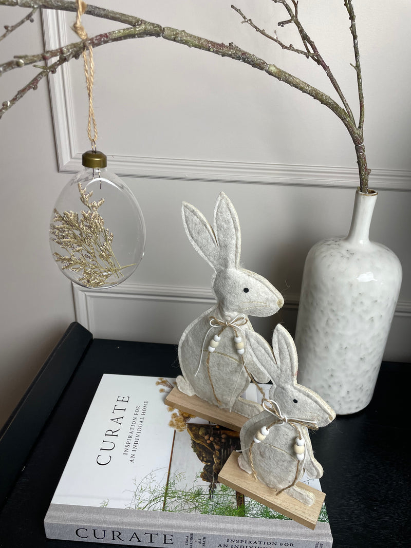 Easter Glass Egg hanging bauble with dried flowers