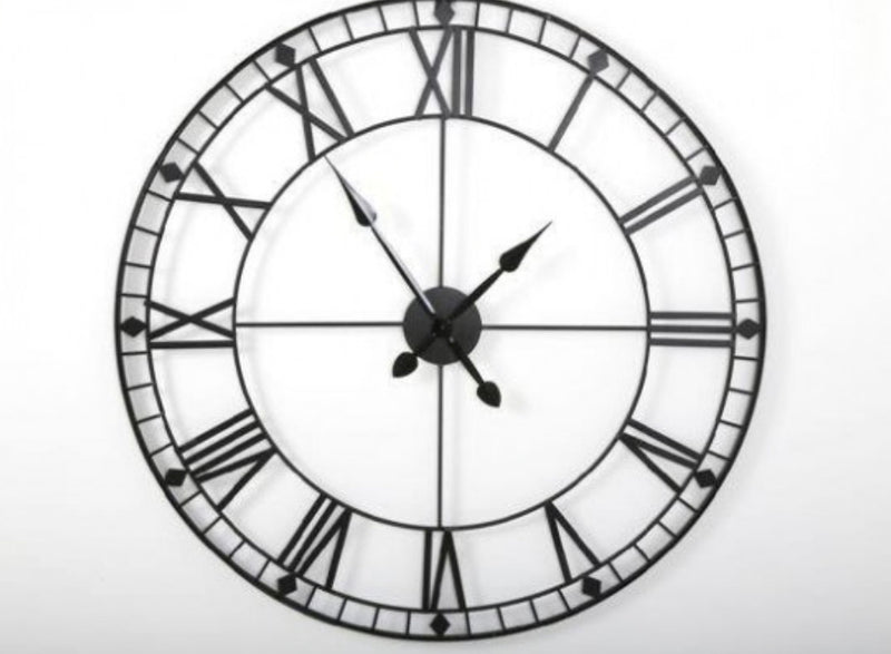 Huge black skeleton metal clock 88cm and 60cm