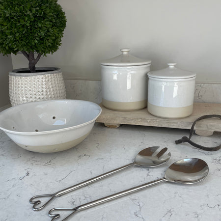 Two Tone Large Ceramic Canister