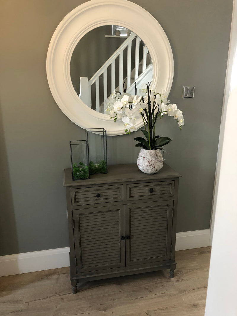 Taupe Louvre 2 door drawer cupboard sideboard