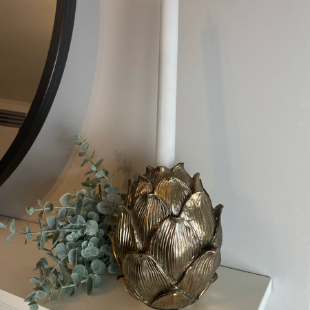 Store seconds Large Gold artichoke candle holder
