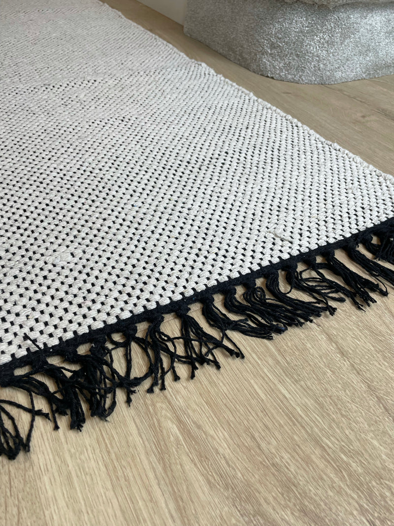 Black and white jute rug runner 90x150