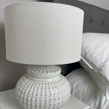 Natural linen dimple bobble lamp with shade