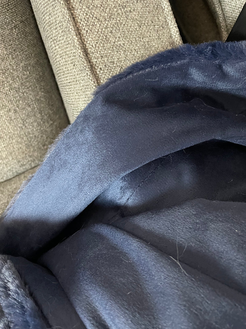 Navy ribbed faux fur Empress throw