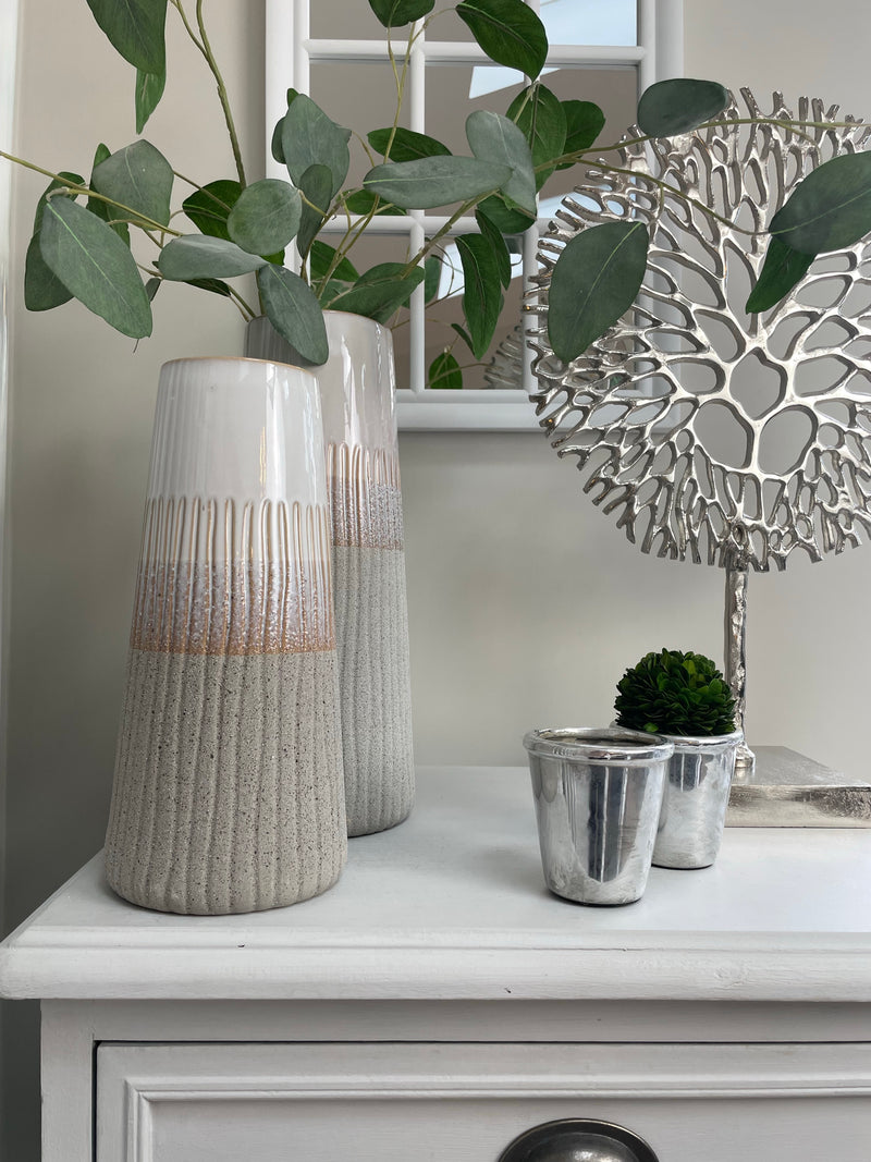 Natural grey sandstone two tone ombré vase