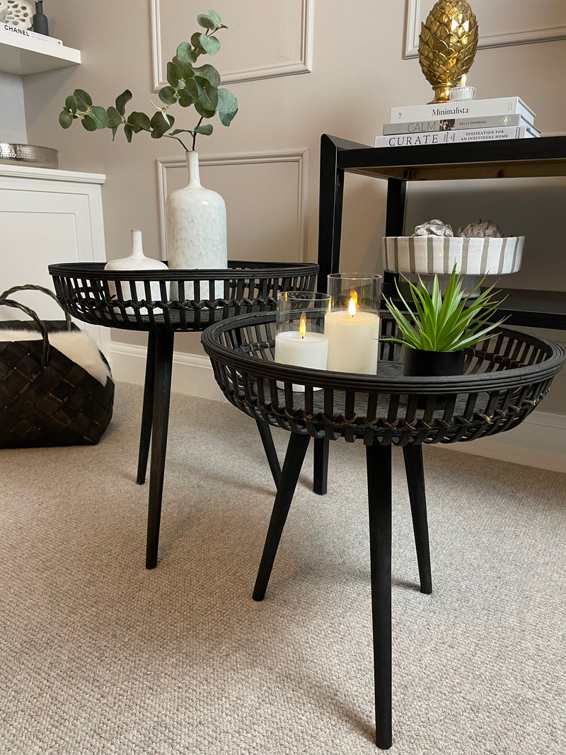 Large bamboo round side table