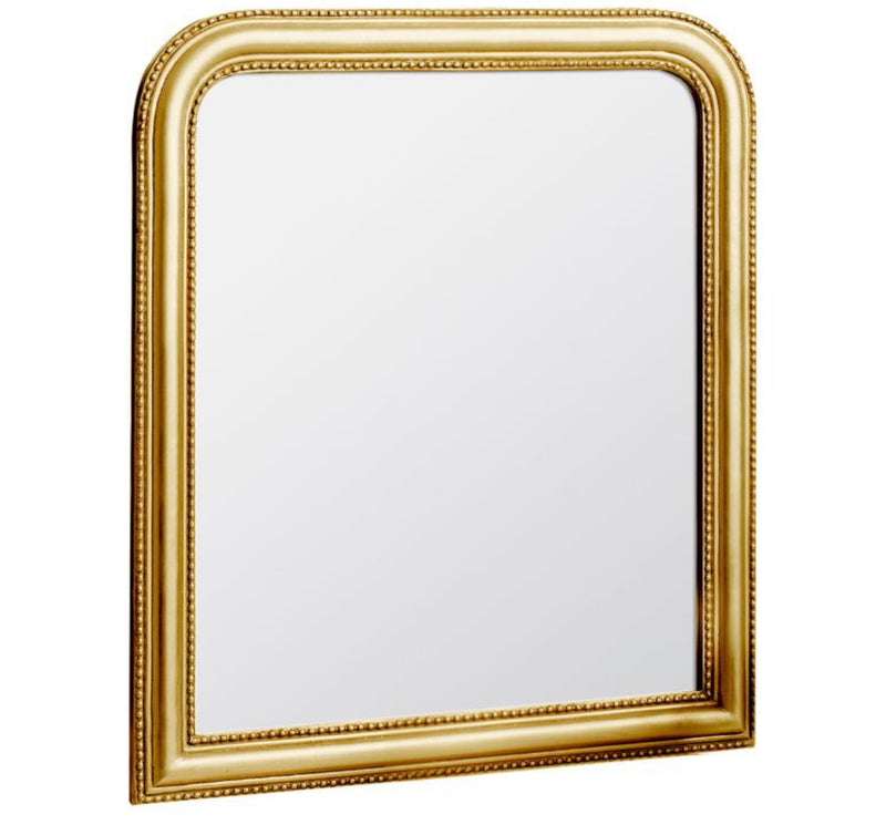 Gold beaded arched top mirror 108x76cm