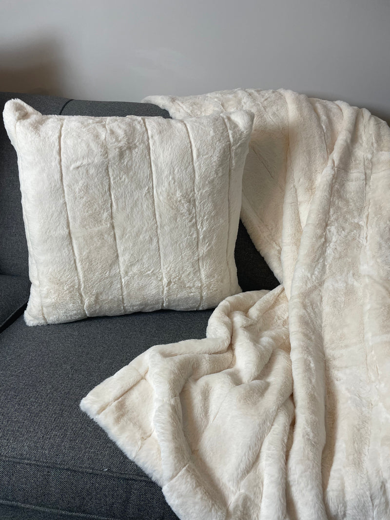 Neutral off white empress fur throw