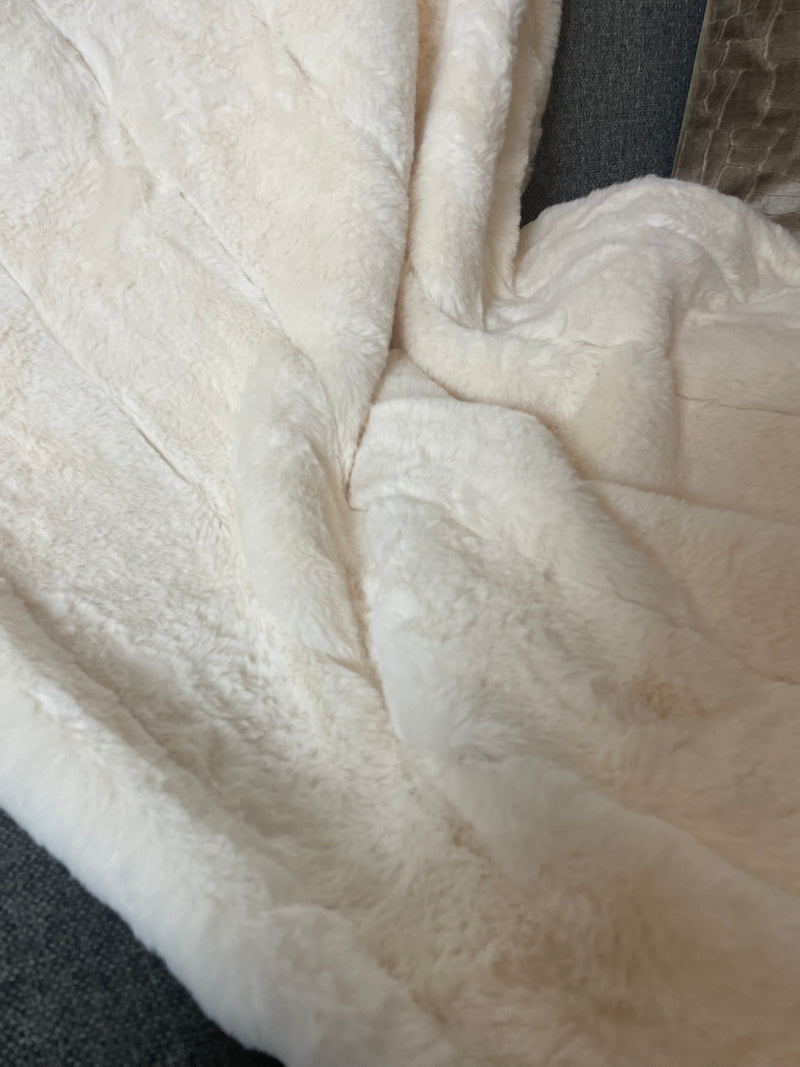 Neutral off white empress fur throw