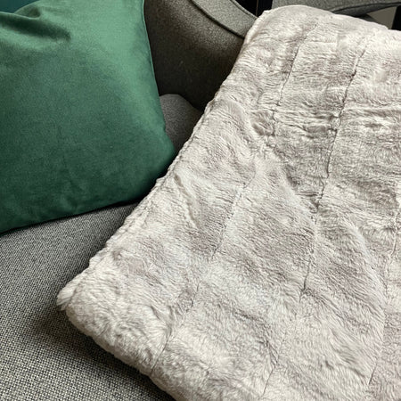 Large Pale grey taupe Empress fur throw