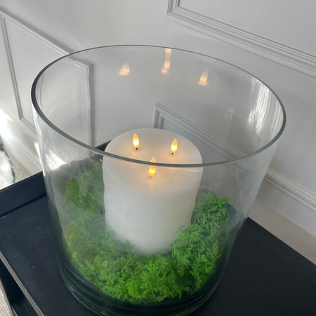 Large glass straight side candle holder vase