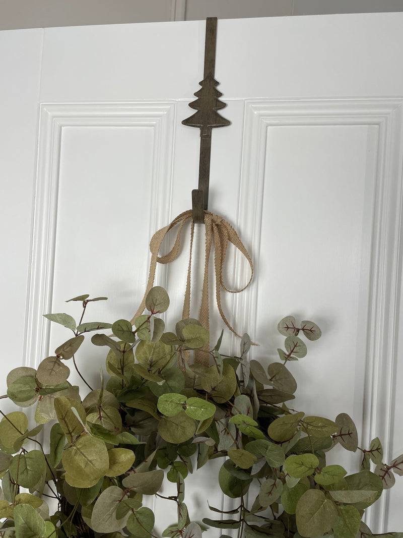 Iron Christmas tree stag reindeer star wreath door hanger hook 3 styles