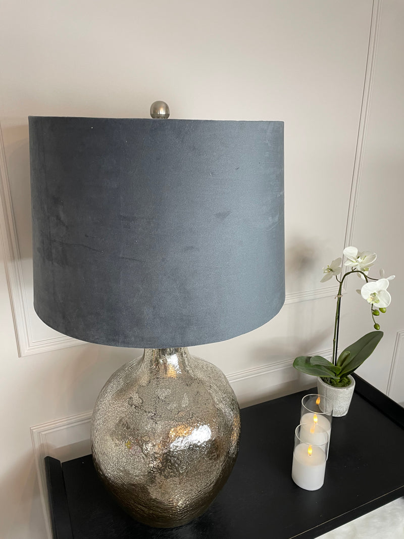 Harmony glass table lamp with velvet shade